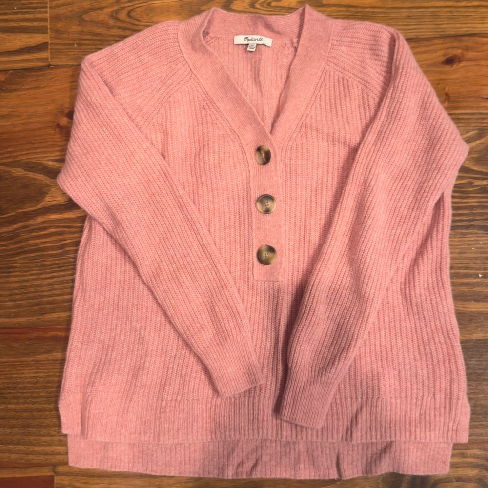 Madewell Pink V-Neck Sweater
